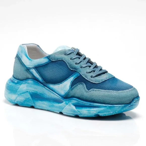 🎉LAST CHANCE🎉 FREE PEOPLE Let's Wander Washed Sneakers / Boardwalk Blue - Picture 5 of 16